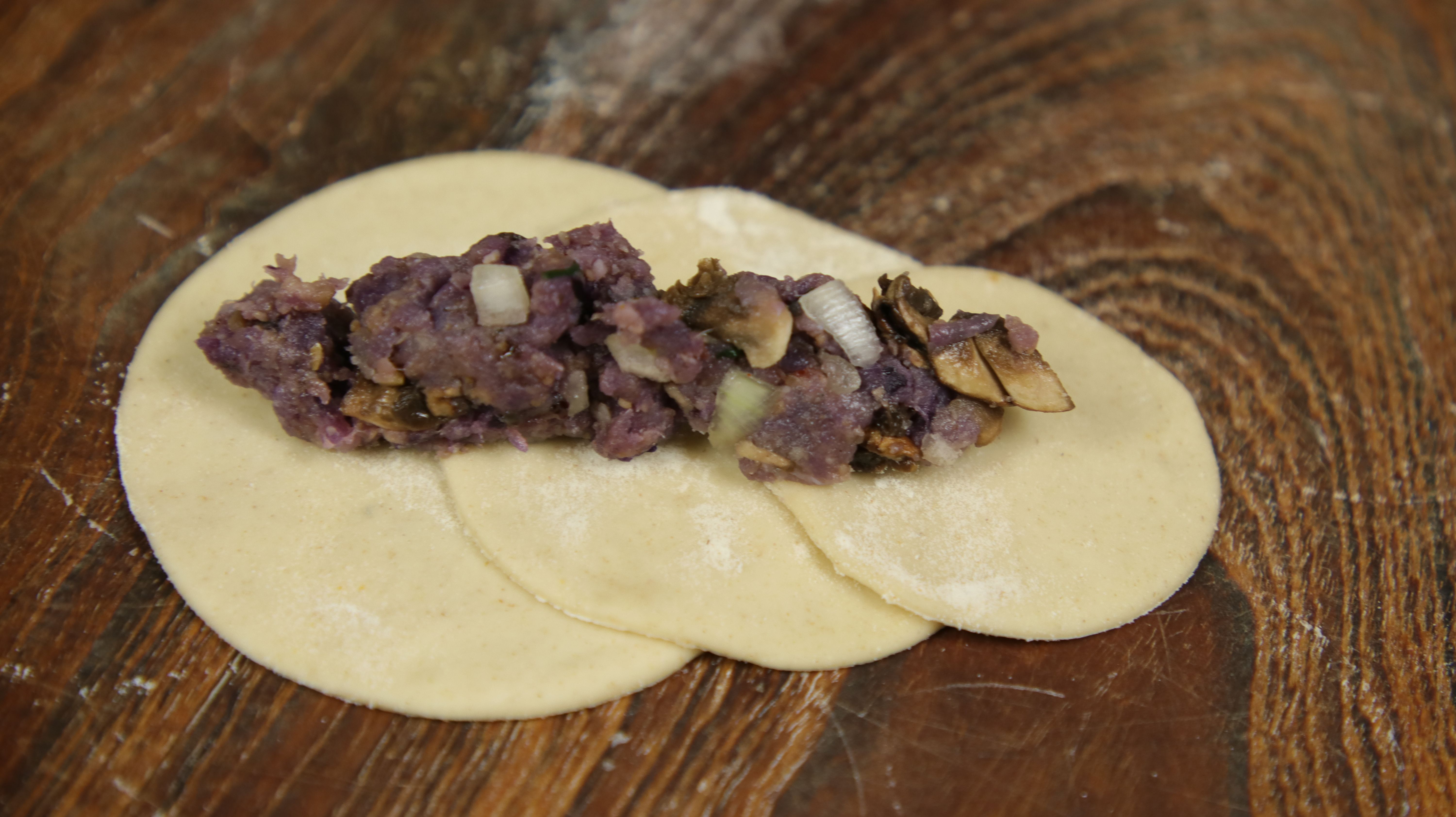 Christmas Dumplings with Red Mojo Sauce